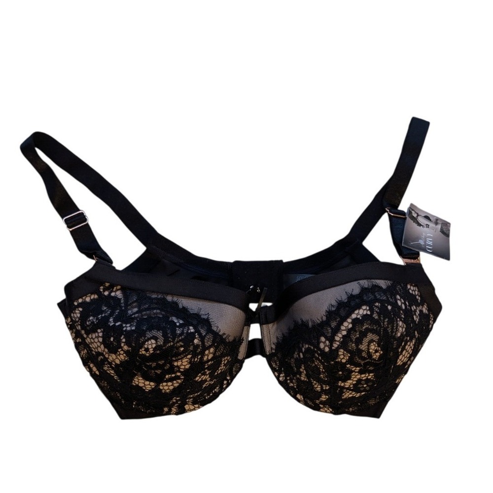 Smart & Sexy Curvy Black Lace Underwire Bra 38DD New